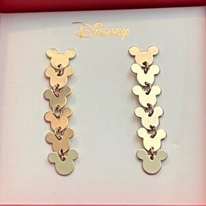 Disney Mickey Icon Gold Tone Mickey Mouse Dangle Drop Earrings New In Box